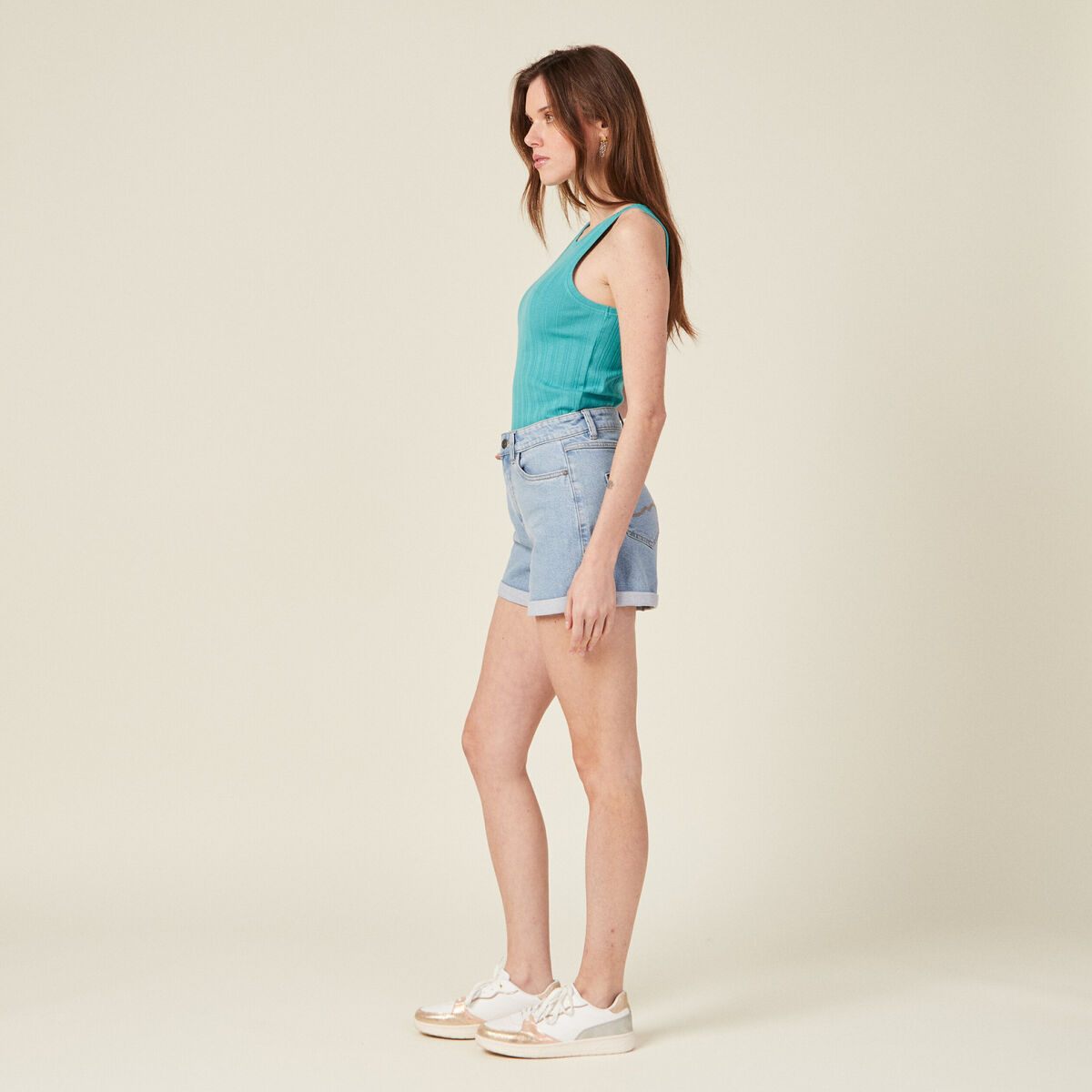 Débardeur bretelles larges bleu turquoise femme