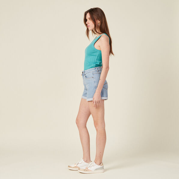 Débardeur bretelles larges bleu turquoise femme
