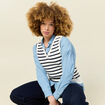 Pull sans manches col en V ecru femme