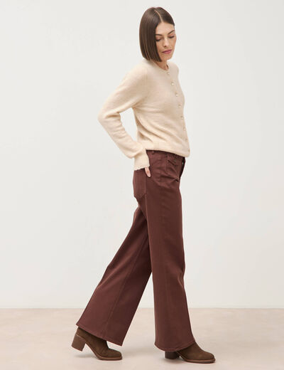 Jeans flare taille haute marron femme