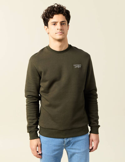 Sweat manches longues vert kaki homme