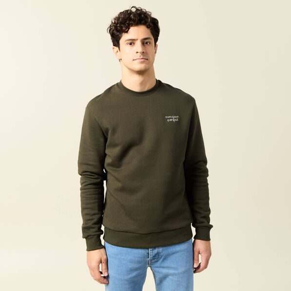 Sweat manches longues vert kaki homme