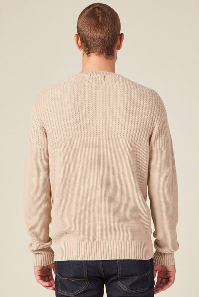 Pull manches longues beige homme