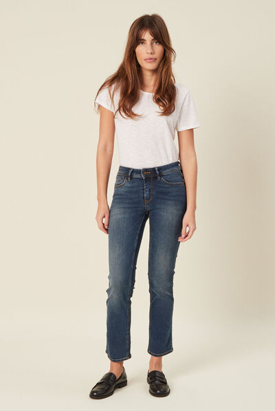 Jeans regular 7/8ème denim stone femme