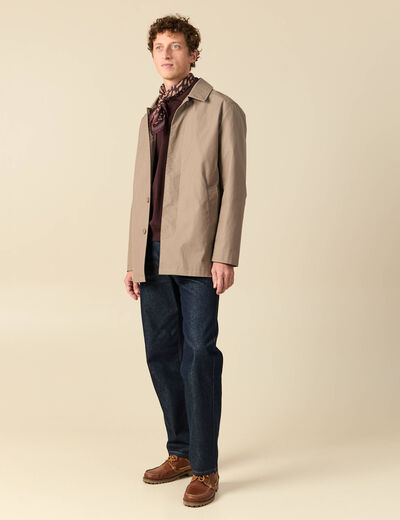 Trench en coton doubl&eacute; taupe homme