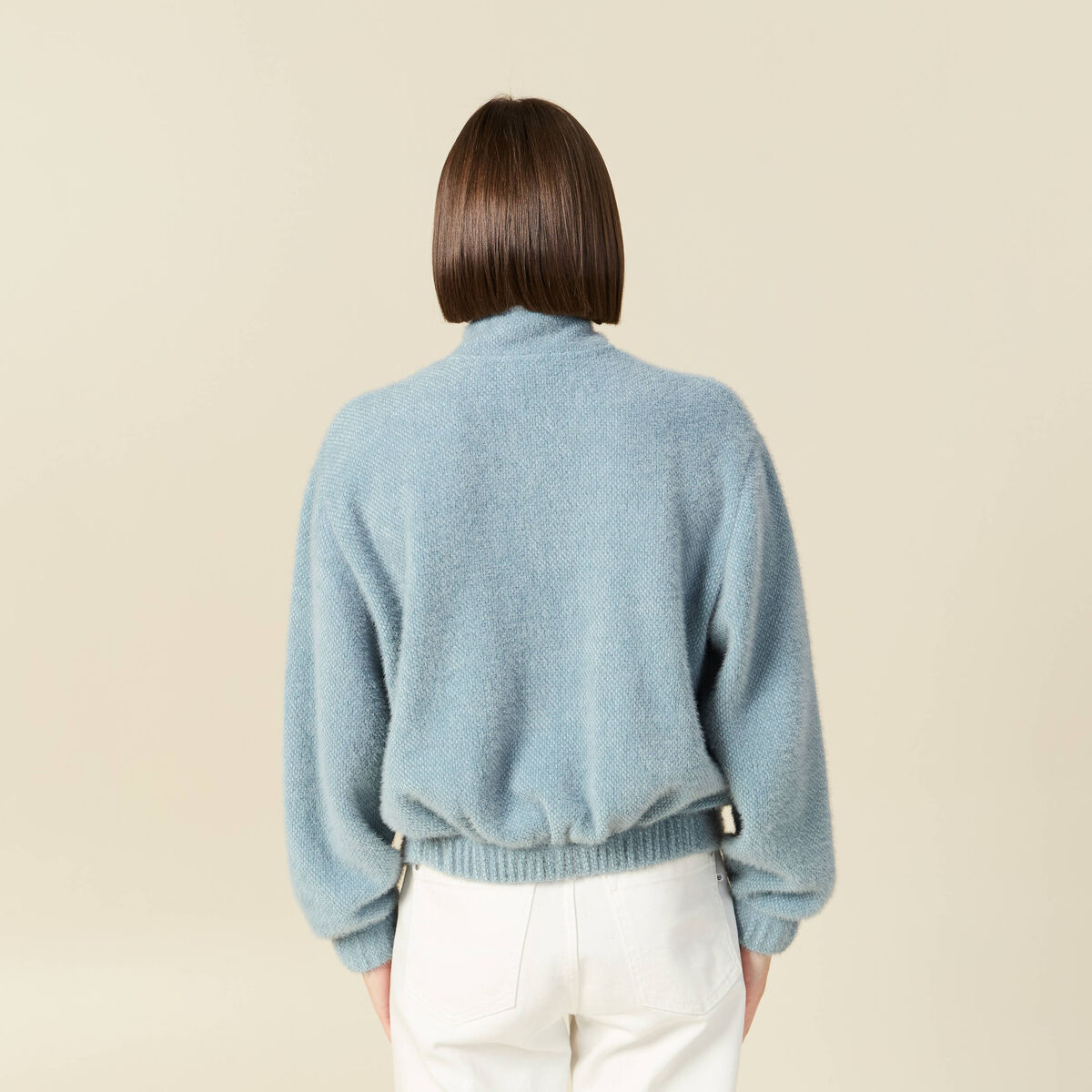 Gilet zipp&eacute; manches longues gris femme