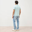 Polo cintr&eacute; en coton manches courtes bleu gris homme