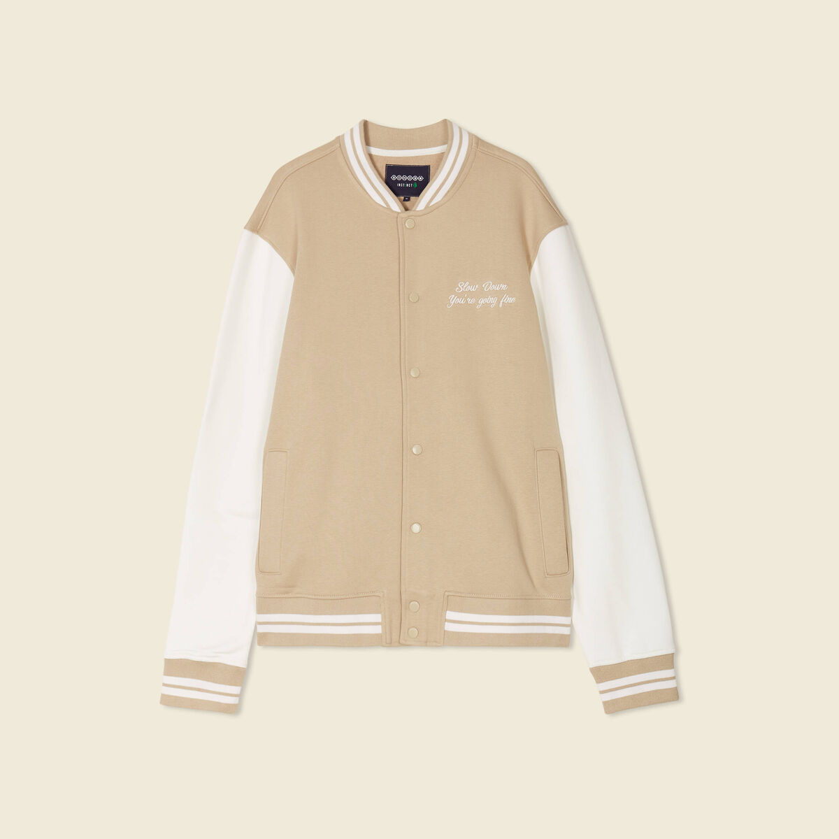 Veste sweat oversize manches longues beige homme