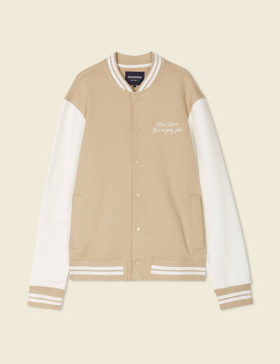 Veste sweat oversize manches longues beige homme
