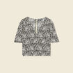 Blouse courte col v manches courtes noir femme
