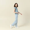 Polo en lin manches courtes bleu gris femme