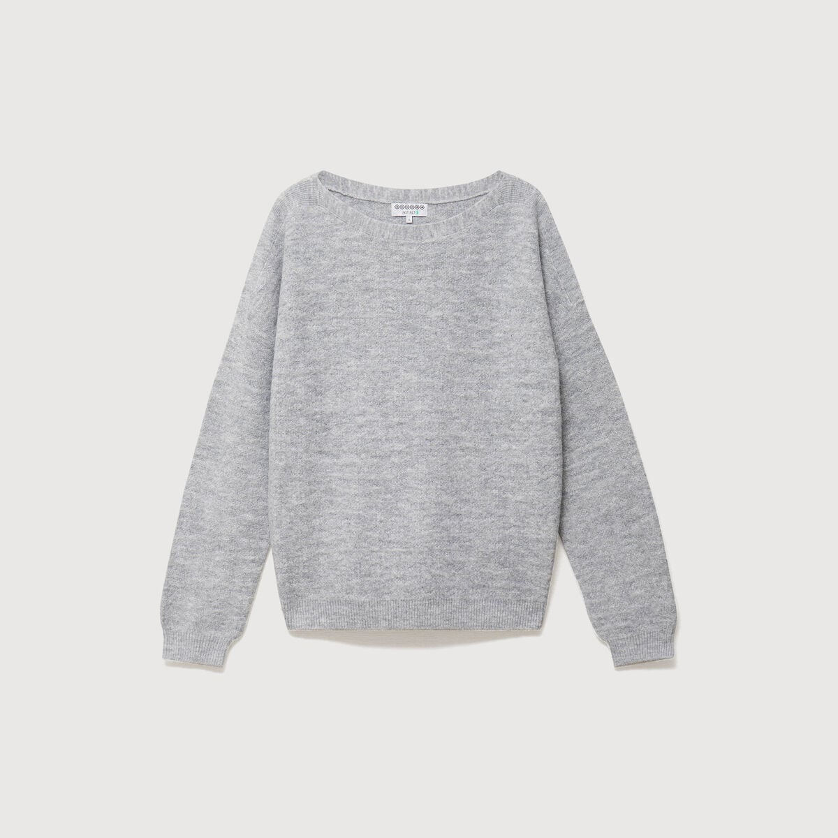 Pull manches longues col bateau gris femme