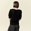 Pull manches courtes ajouré noir femme