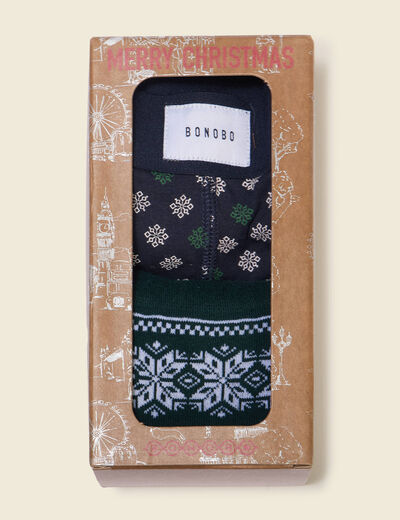 Coffret boxer X paire de chaussettes bleu marine homme