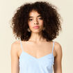 Robe &eacute;vas&eacute;e col V sans manches en coton bleu femme
