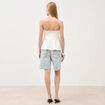 Top bustier &agrave; volants doubl&eacute; ecru femme
