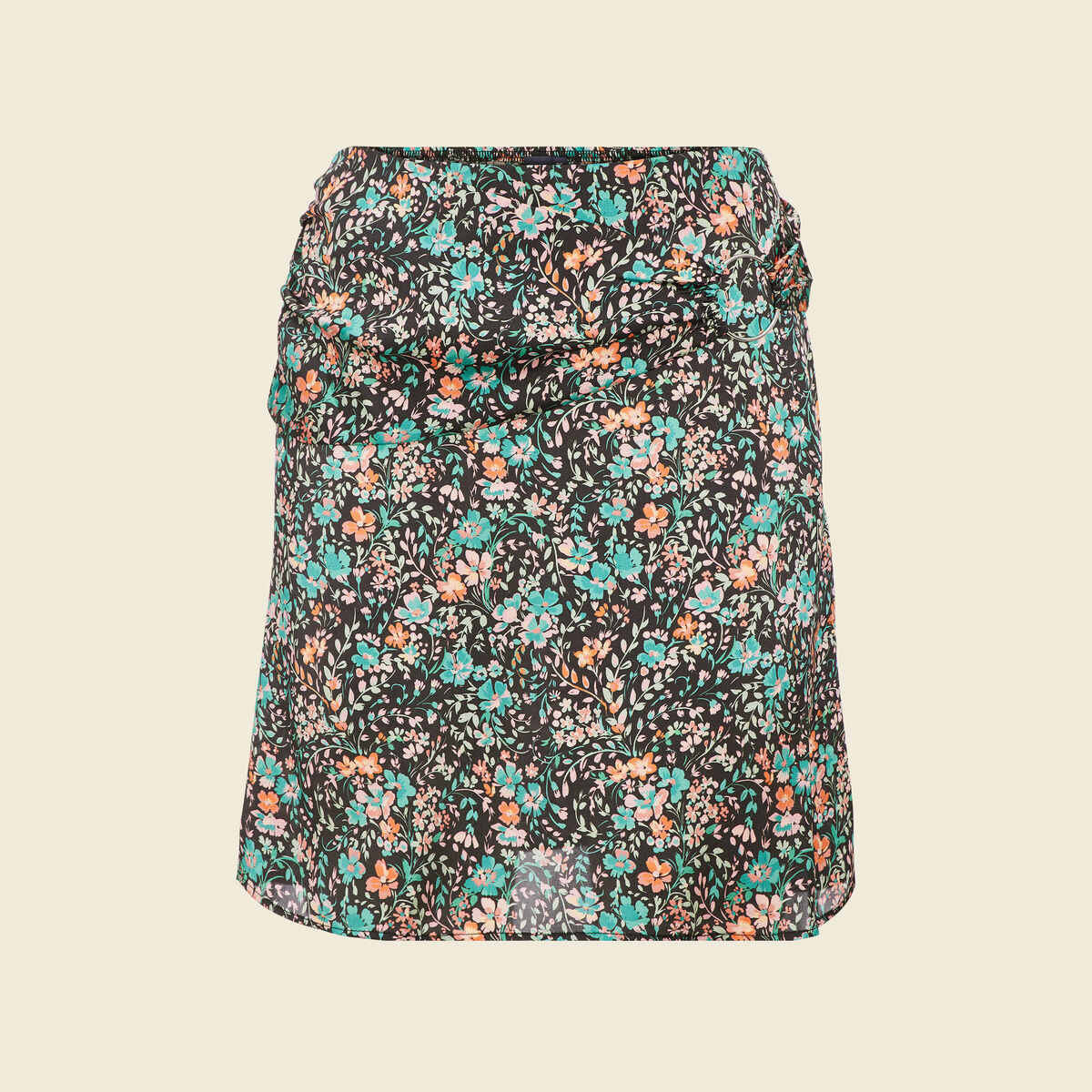 Jupe drapée courte noir femme