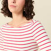 T-shirt ray&eacute; ajust&eacute; manches longues rouge femme