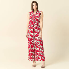 Combinaison pantalon ceinturée rouge femme