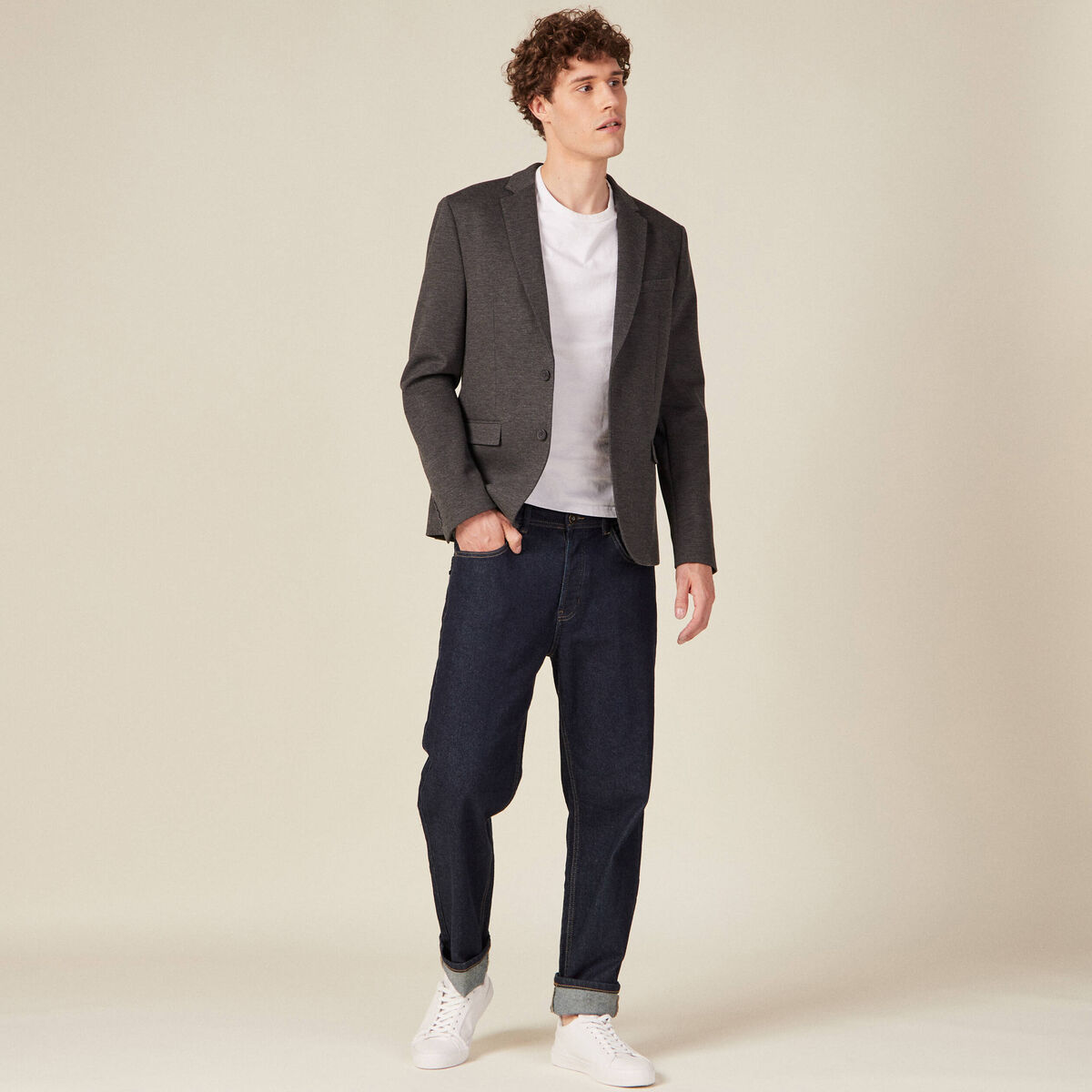 Veste esprit blazer droite gris homme