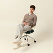 Pull droit col polo manches longues vert kaki homme