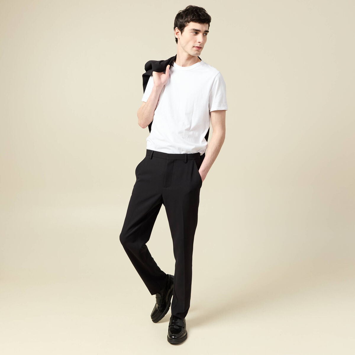 Pantalon slim cigarette noir homme