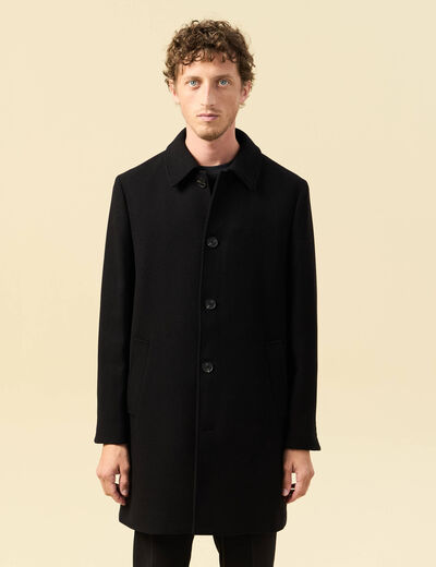 Manteau droit long manches longues noir homme