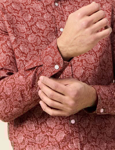 Chemise manches longues marron homme