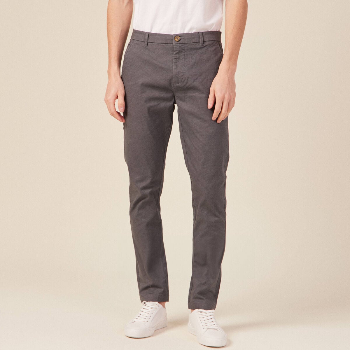 Pantalon chino longueur 32 gris homme