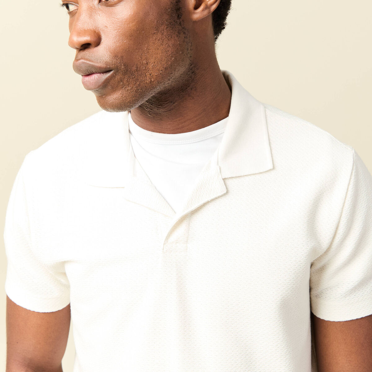 Polo manches courtes ecru homme