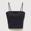 D&eacute;bardeur ajust&eacute; cropped d&eacute;collet&eacute; noir femme