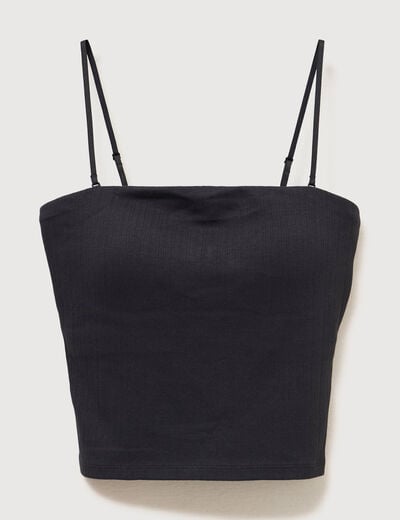 D&eacute;bardeur ajust&eacute; cropped d&eacute;collet&eacute; noir femme