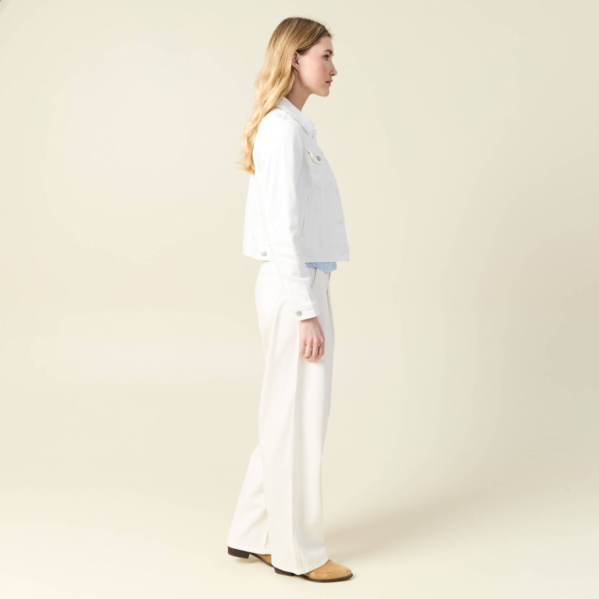 Blouson en jean denim blanc femme