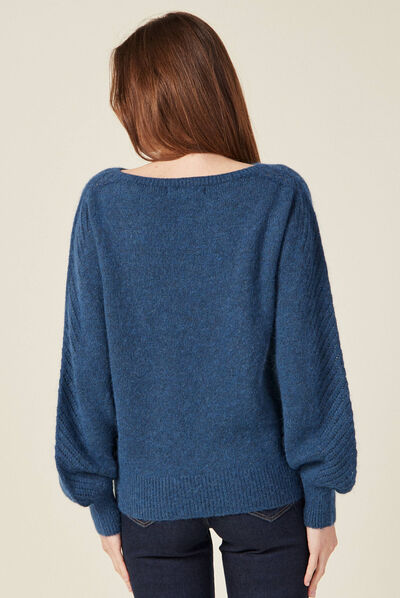 Pull manches longues bleu canard femme