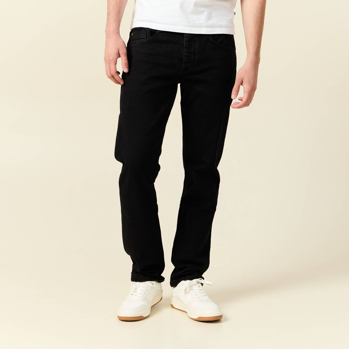 Jeans straight longueur 32 denim noir homme
