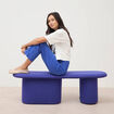 Pantalon straight taille haute bleu electrique femme