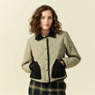 Blouson matelass&eacute; boutonn&eacute; vert kaki femme