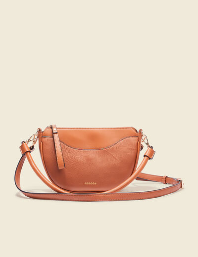Sac demi-lune à bandoulière marron femme
