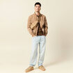 Blouson zipp&eacute; col montant taupe homme