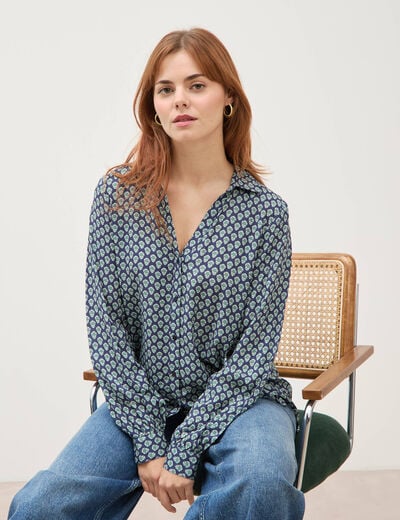 Blouse manches longues bleu marine femme