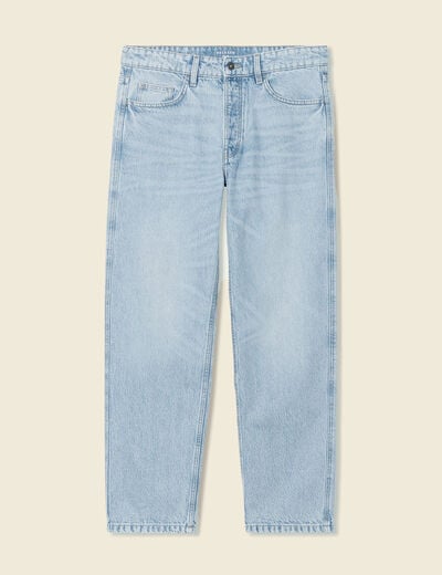 Jeans relax 5 poches denim bleach homme