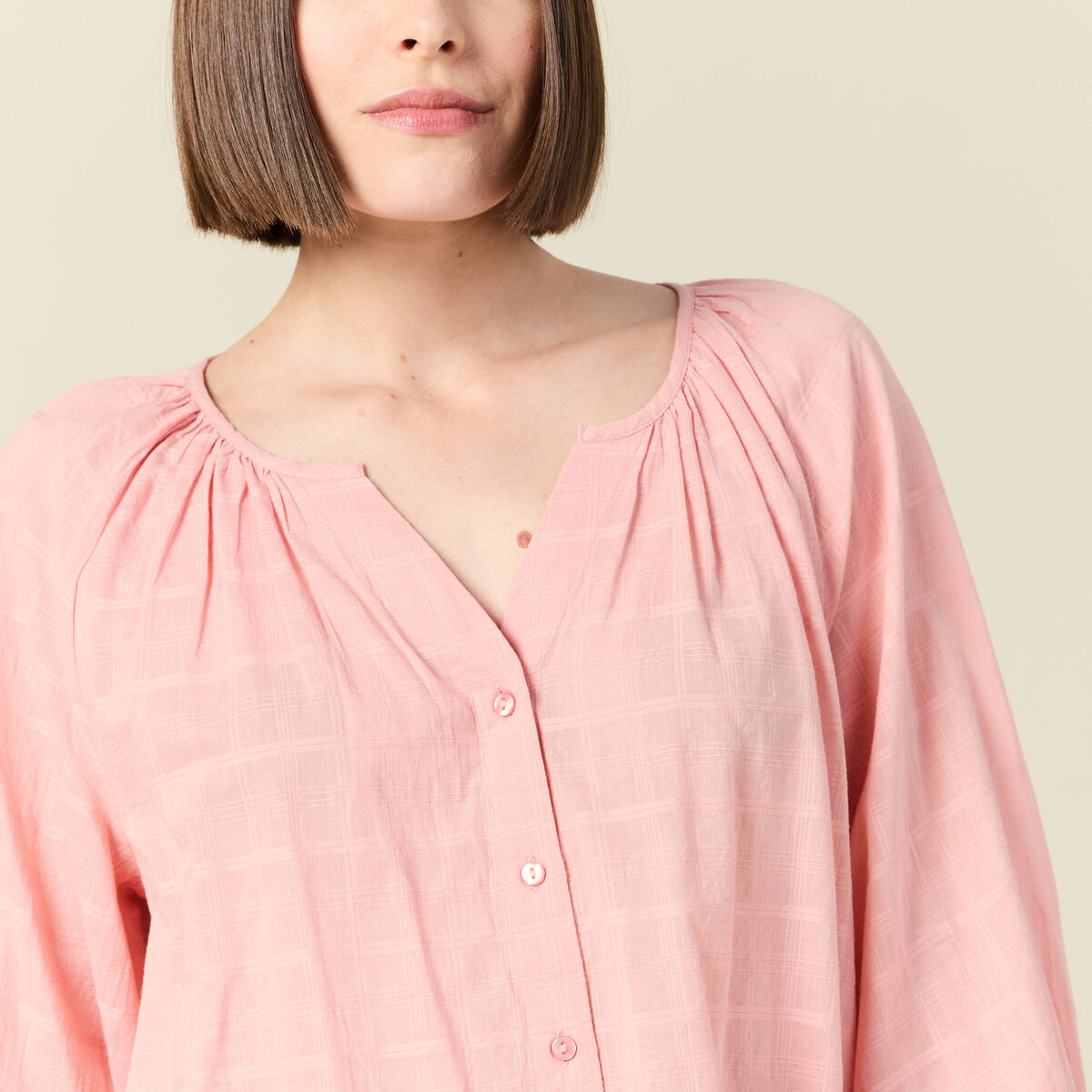 Blouse manches longues rose femme