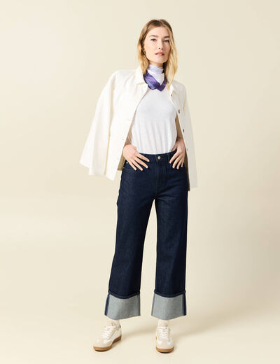 Jeans large 7/8ème denim brut rinse femme