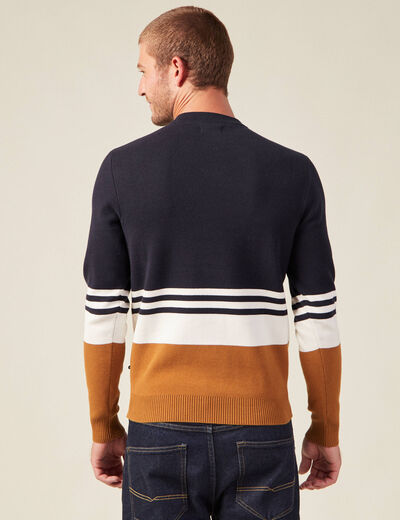 Pull col rond éco-resposnable bleu marine homme