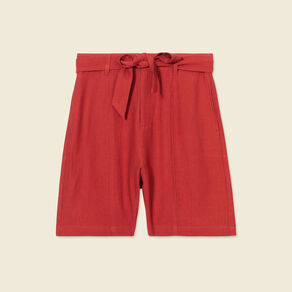 Short large taille haute rouge foncé femme
