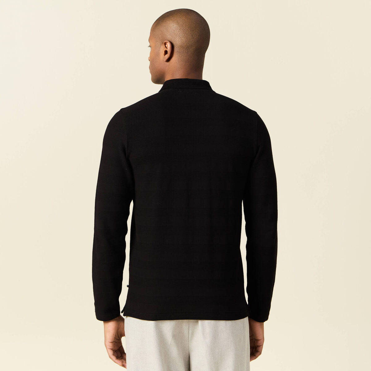 Polo manches longues noir homme