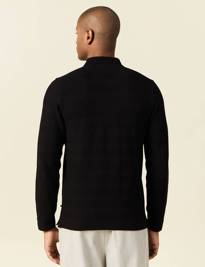 Polo manches longues noir homme