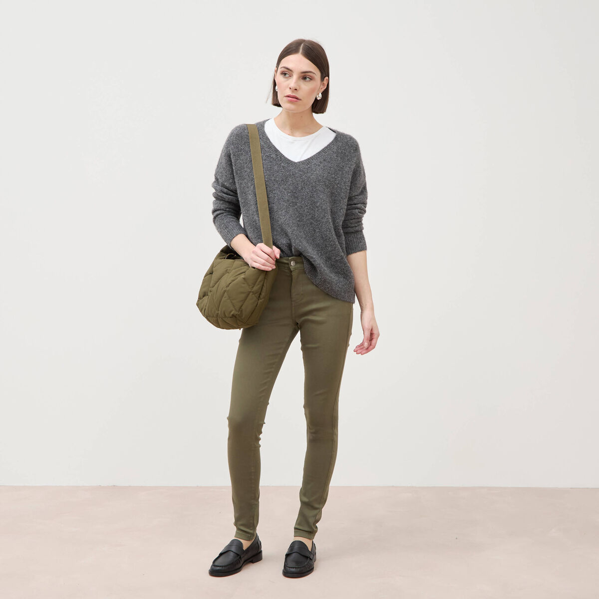 Pantalon Audrey - skinny push up vert kaki femme