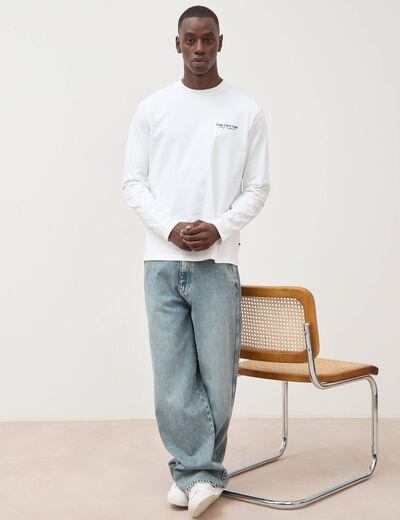 Jeans loose longueur 32 en coton denim dirty homme