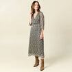 Robe longue évasée manches 3/4 noir femme
